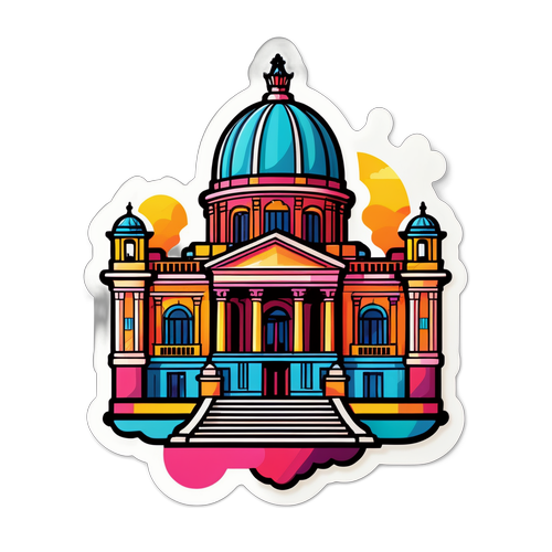 Sticker de Palacio Libertad con un toque artístico y colores vibrantes