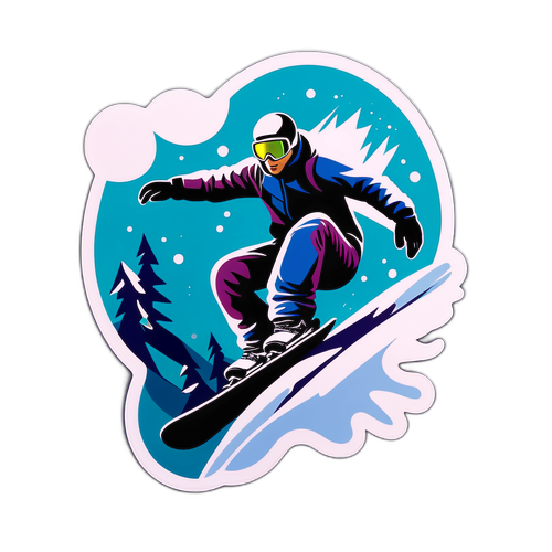Stylisierter Snowboarder auf einer Piste