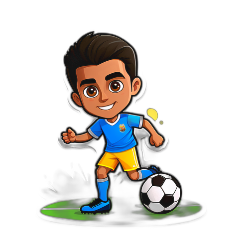 Stiker Kartun Lucu Alvaro Arbeloa Bermain Sepak Bola dengan Anak-Anak