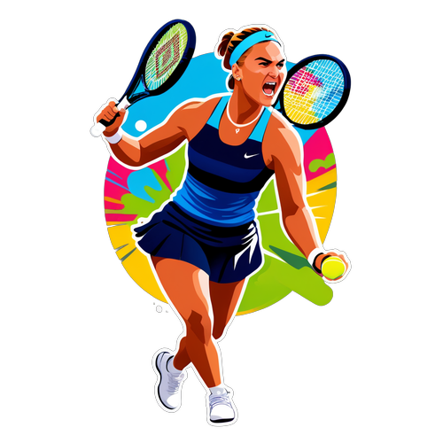 Stiker Aryna Sabalenka Memukul Bola Tenis