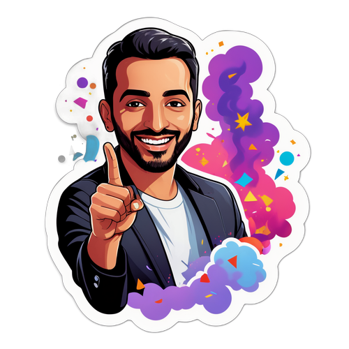 Наклейка с Амиром Альбази в дыму иConfetti