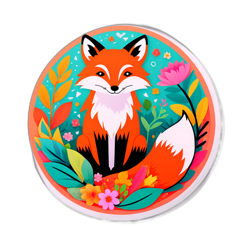Whimsical Fox in Nature Sticker