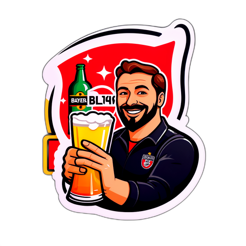 Người pha chế uống bia chúc mừng Bayer Leverkusen