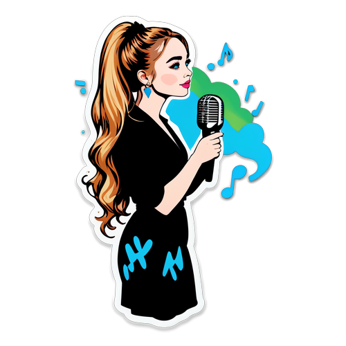 Sticker de Sabrina Carpenter en estilo pop art colorido