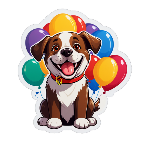 Non Perdere la Festa: Il Cane Felice Citato con Palloncini Colorati per la Giornata Mondiale del Cane!