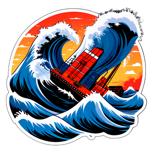 Isang Dramaticong Eksena ng Cargo Ship na Nagsasalpukan sa Magalaw na Alon