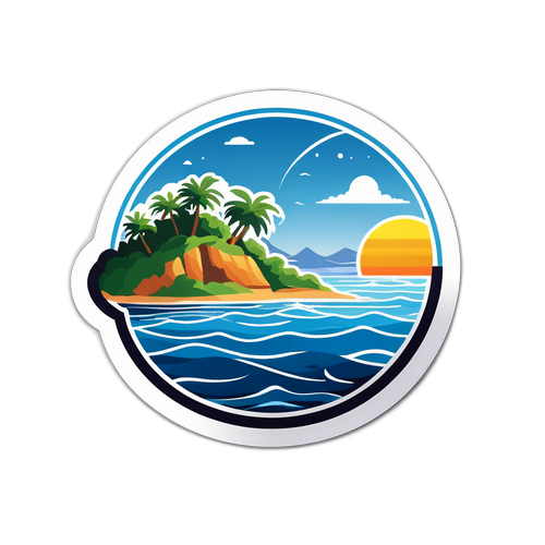 Атмосферна наліпка з островом Ейск та його прибережними краєвидами