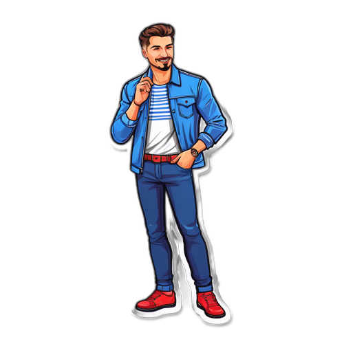 Desen cu Cristian Boureanu în diverse ipostaze