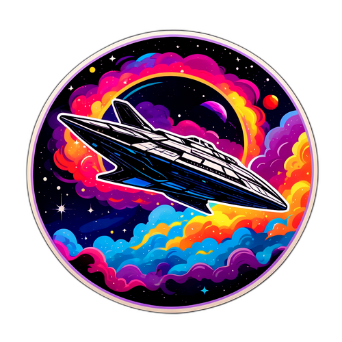 Interstellar Raumschiff im bunten Nebel