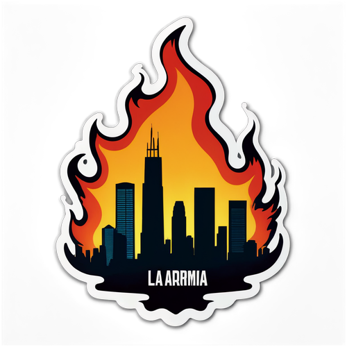 Flammen und Silhouette der L.A. Skyline