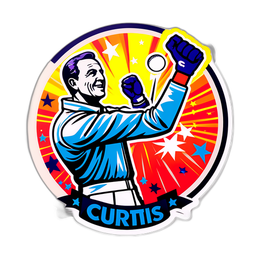K sticker oslavující vítězství Jima Curtise