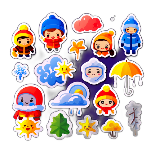 날씨에 맞게 차려입은 캐릭터 스티커