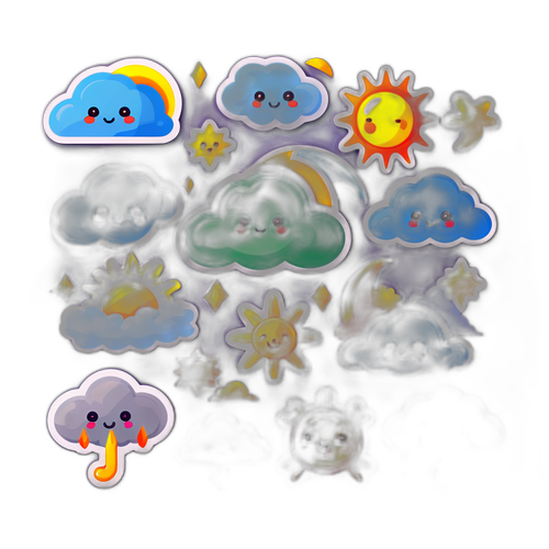 귀여운 날씨 심볼 스티커