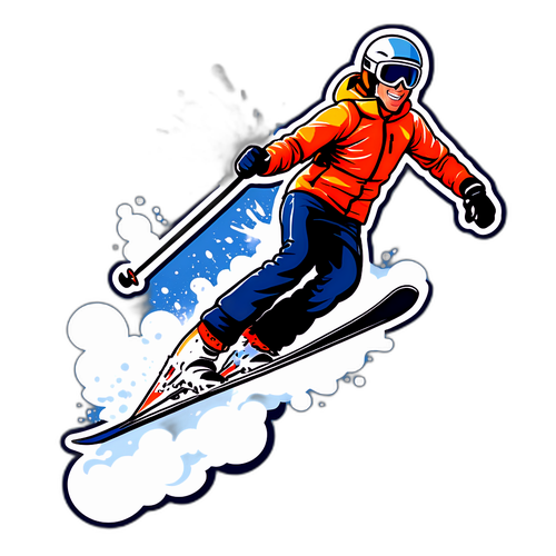 Skieur Spronget Door een Poederachtige Sneeuwstorm