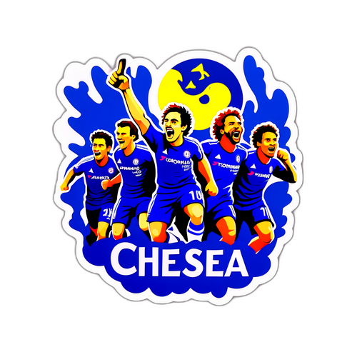 Stiker dinamic al fanilor Chelsea sărbătorind o victorie