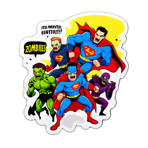 Tvůrčí nálepka se superhrdiny v absurdních situacích
