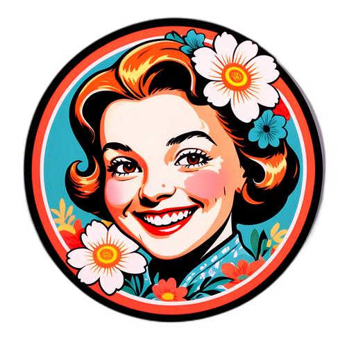 Vintage Sticker med Birthe Kjærs Ansigt