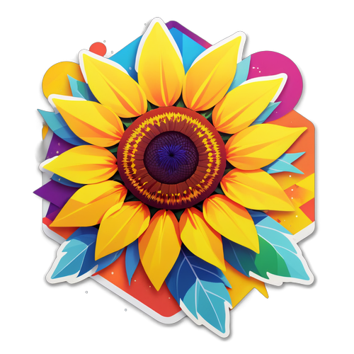 Vibrant Sunflower with Geometric Background