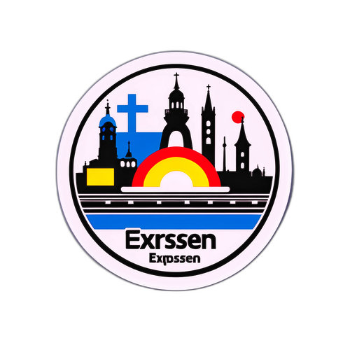 Minimalist sticker med Expressen-logo og svenske landemerker