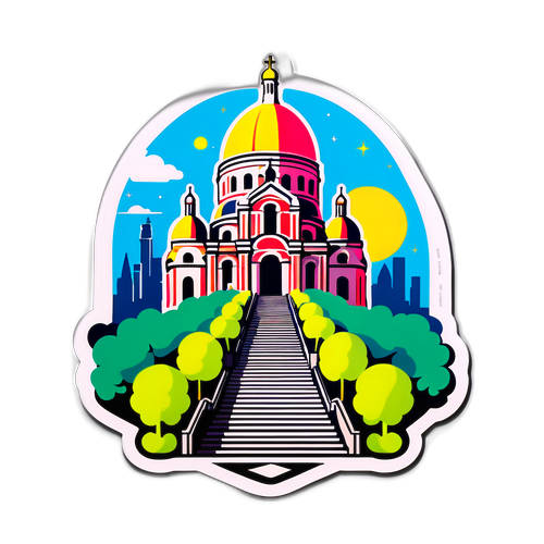 Autocollant coloré du Sacré-Cœur