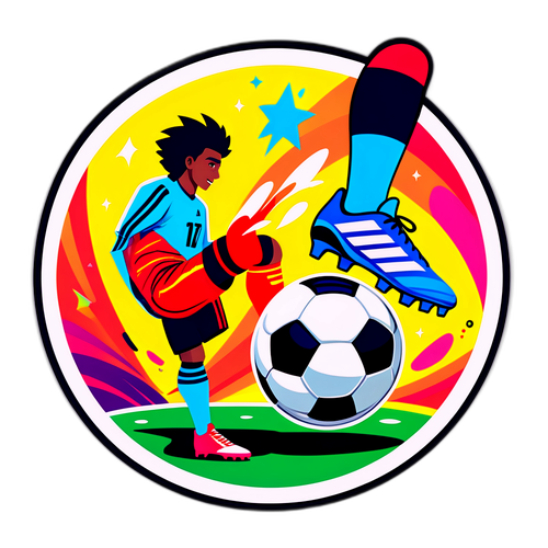 Livlig klistermärke med fotbollsskor