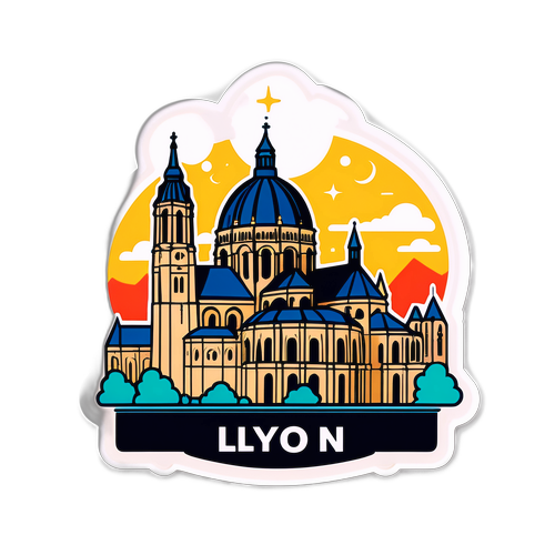Sticker cu Basilica Notre-Dame de Fourvière din Lyon