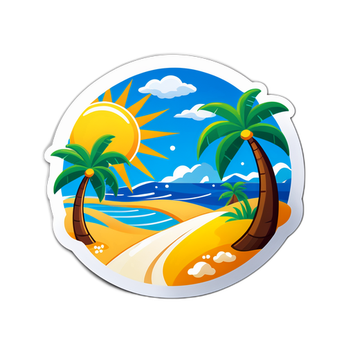 Sticker ng Panahon: Sunny Beach Scene
