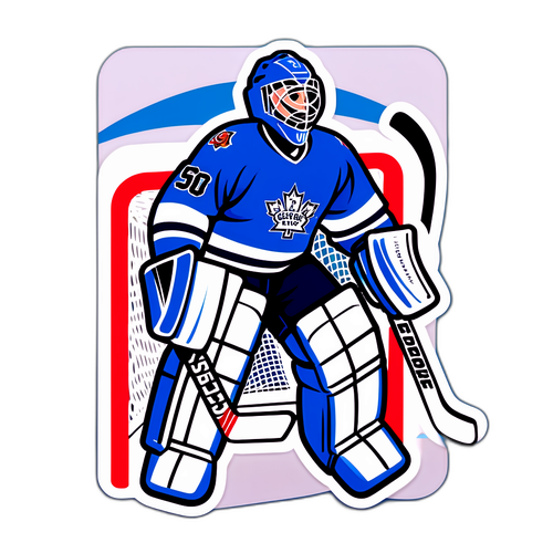 Наклейка с хоккейным вратарем и текстом "Забей гол!"