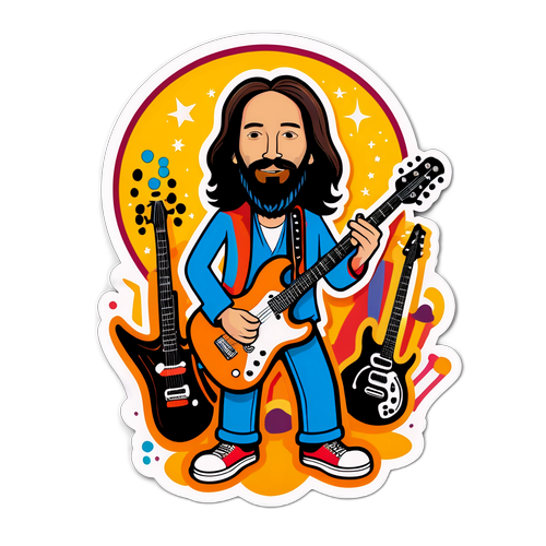 En fantasifull klistremerke av Chris Robinson med rock 'n' roll tema
