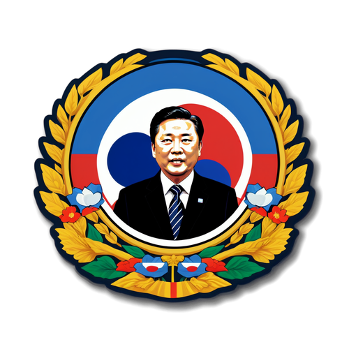 Sticker Presiden Korea Selatan dengan Simbol Kebangsaan