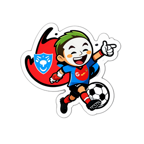 축구공을 차는 캐릭터 스티커