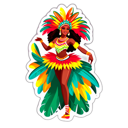 カラフルなサンバダンサーのステッカー