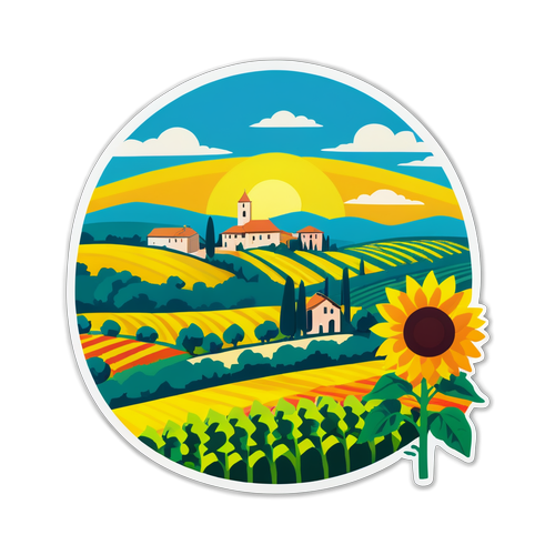 Paysage rural de Moissac avec des champs de tournesols et des vignobles