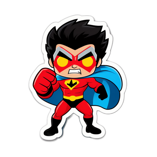 Dibujo divertido de Nico Vázquez caracterizado como un superhéroe 'Rocky'