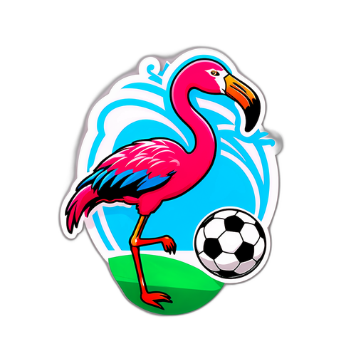 Flamingo na Bumibitaw ng Soccer Ball