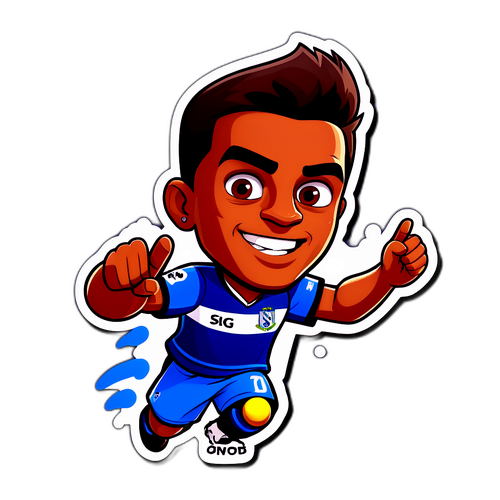 สติกเกอร์การ์ตูนของผู้เล่นฟุตบอลจากปอร์โตที่แสดงถึงความมุ่งมั่น