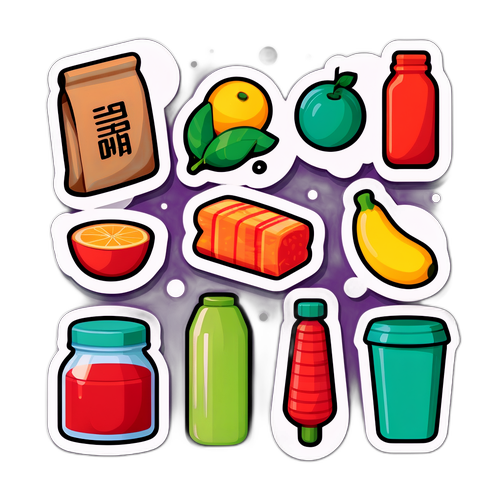 부정기 시장에서 판매되는 일상 아이템 스티커