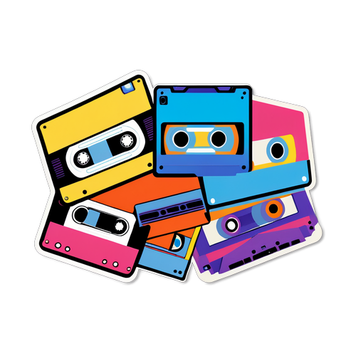 Tilbake Til Fremtiden: Fargerike Retro Sticker av Cassette Tapes og CD-er!