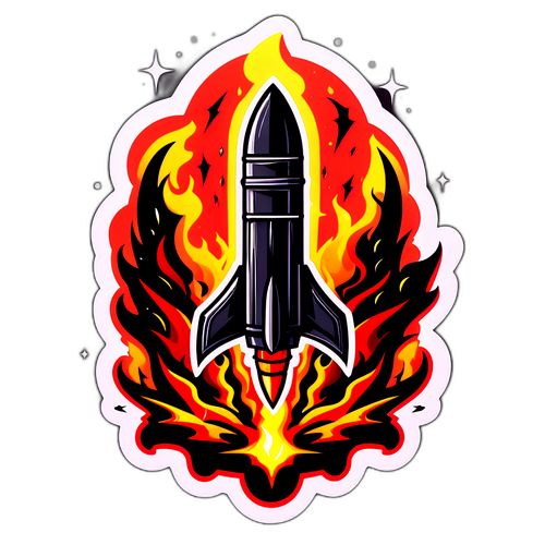 Даґер-ракета на фоні бурі з палючими полум'ями, у стилі готичної фантазії