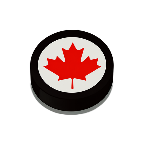Aufkleber mit Hockey-Puck und Flaggen von Kanada und Dänemark