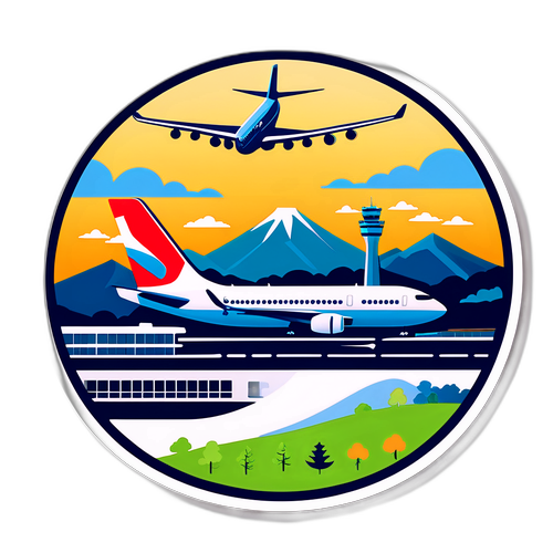 新千歳空港の現代的なターミナルを描いたデザイン