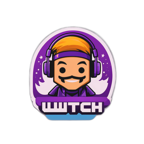 Nhãn dán logo Twitch với nhân vật game thủ