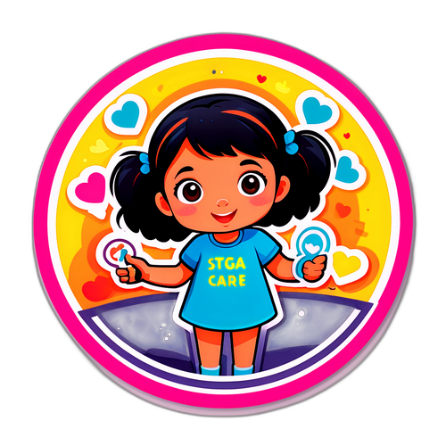 关爱街头小女孩的贴纸