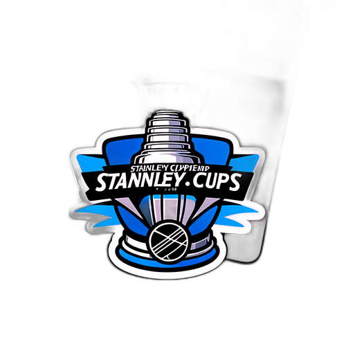 Autocollant de la Coupe Stanley avec des éléments de glace et des joueurs en action