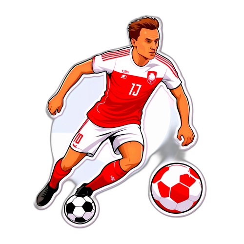 Polse Voetbalster Dribbelen Sticker