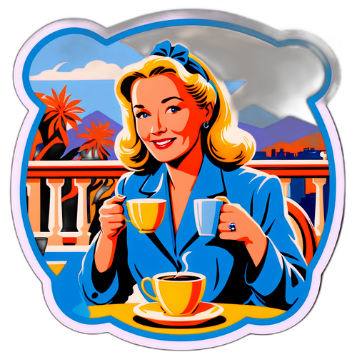 Imagen retro de Diane Ladd disfrutando de un café en una terraza