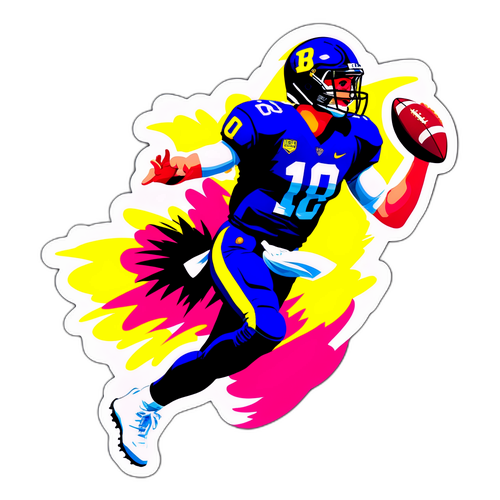 Action-Packed Football Sticker of Bo Nix