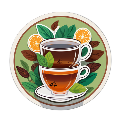 茶飲主題貼紙設計
