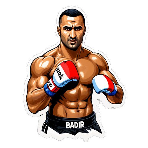 Sticker van Badr Hari in een gevechtsportpose