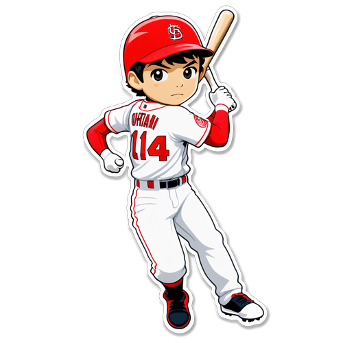 あの夏の日の大谷翔平の可愛いデフォルメステッカー